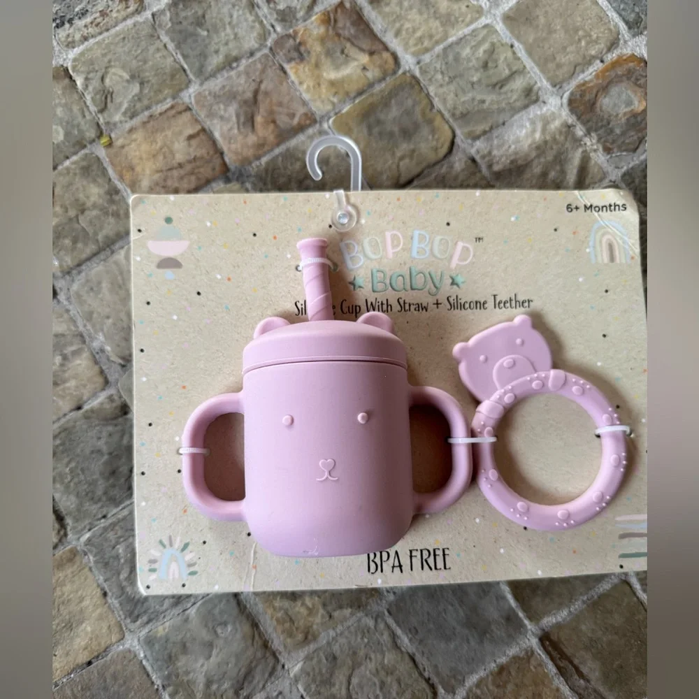 🌼$5🌼Pink Silicone Sippy Cup and Teether Set